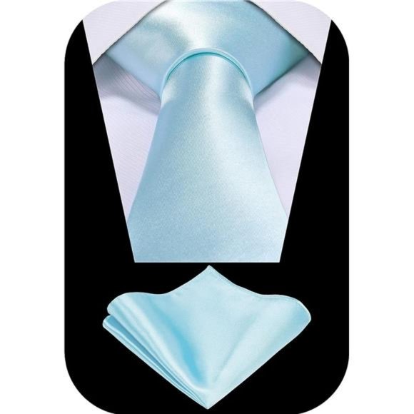 Solid Tie Satin Color Formal Necktie and Pocket Square Sets in Gift Box - Picture 3 of 6